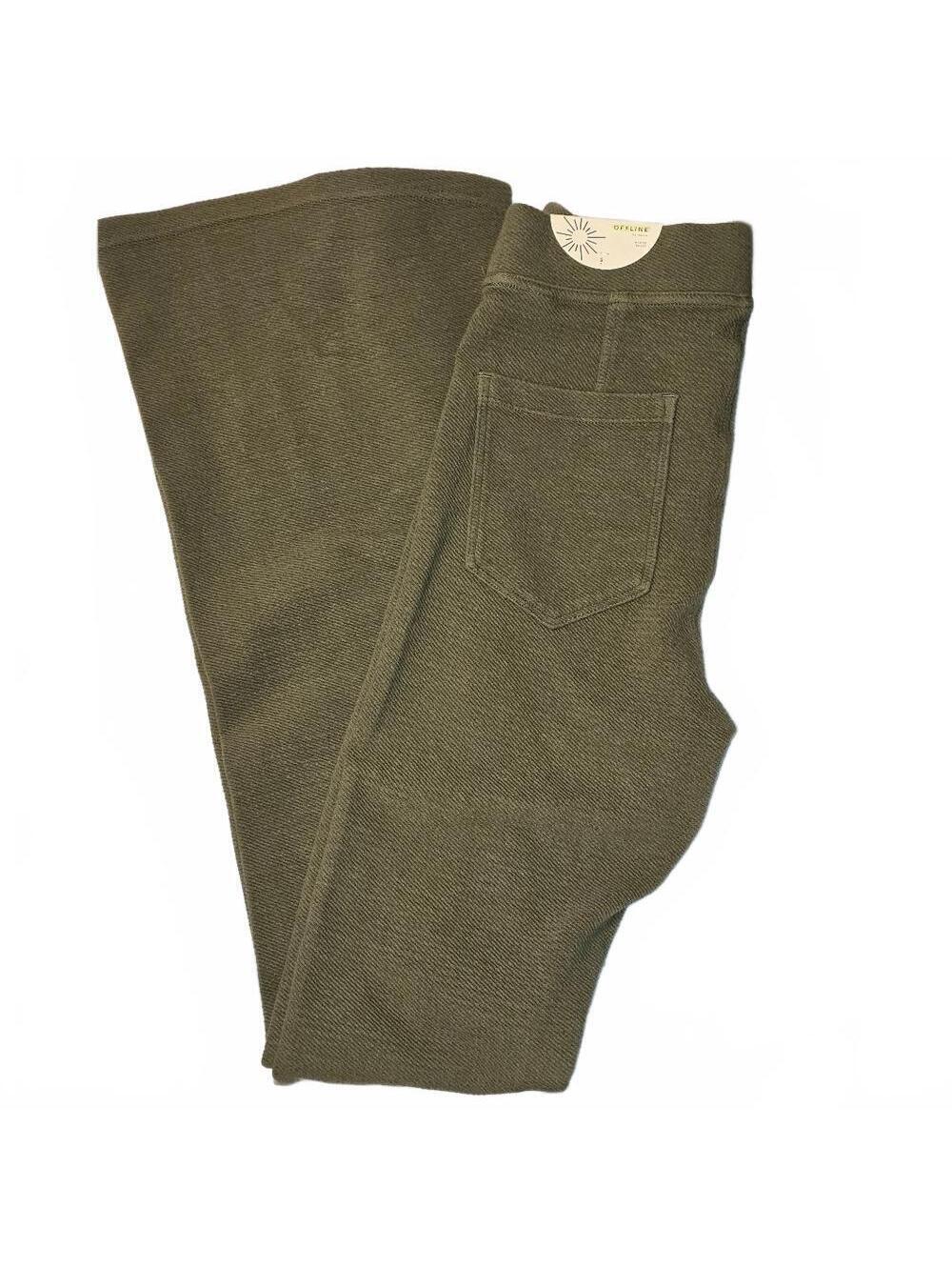 Aerie OFFLINE Hi-Rise Flare Pants Olive Green SZ S Short NWT